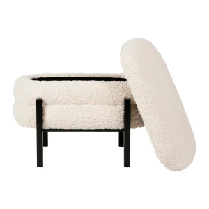 SEMA DESIGN Tabouret Coffre En Tissu Bouclette Crème Et Fer Noir – Cosine 10