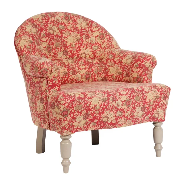 Comptoir De Famille Fauteuil Crapaud Floral En Coton Rouge Et Pin – Margot 4