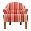 Comptoir De Famille Fauteuil Crapaud Rayé En Coton Rouge Et Pin – Margot 25