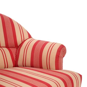 Comptoir De Famille Fauteuil Crapaud Rayé En Coton Rouge Et Pin – Margot 13