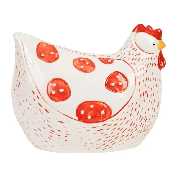 Comptoir De Famille Déco Poule Margotte Rouge En Porcelaine 1