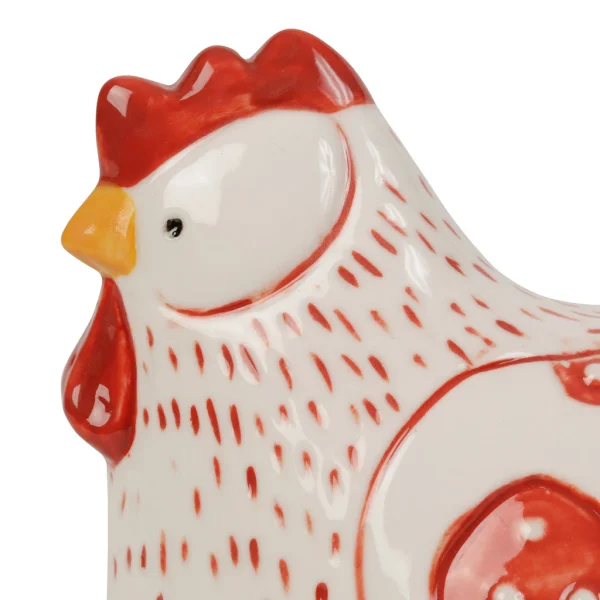 Comptoir De Famille Déco Poule Margotte Rouge En Porcelaine 4