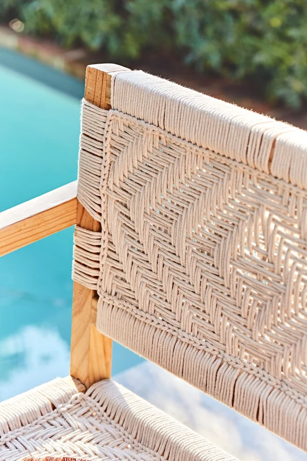 SEMA DESIGN Fauteuil Macrame Naturel En Pin Et Coton Tressé 5