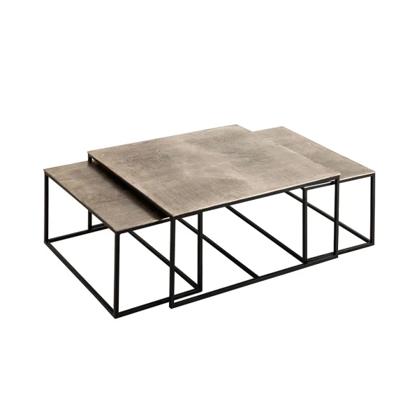 Côté Table Table Basse Gigogne (lot De 3) En Fer Argenté – Félia 1