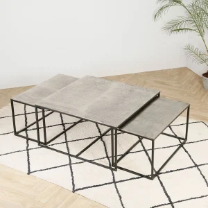 Côté Table Table Basse Gigogne (lot De 3) En Fer Argenté – Félia 14