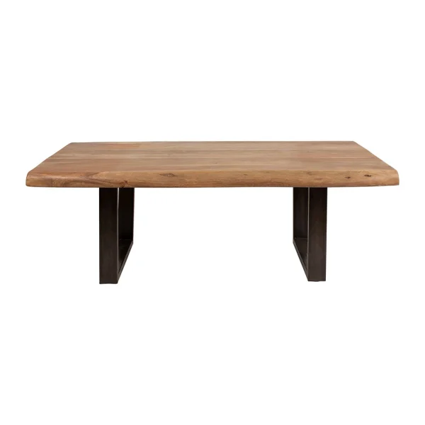 Côté Table Table Basse En Acacia Massif Et Pieds En Fer Noir 130x70cm – Factory 1