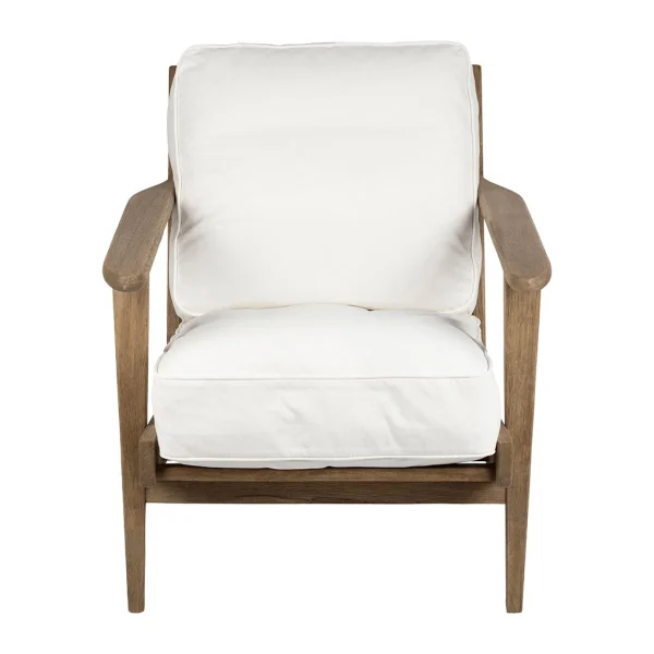 Côté Table Fauteuil En Coton Blanc Et Chêne – Laureli 1