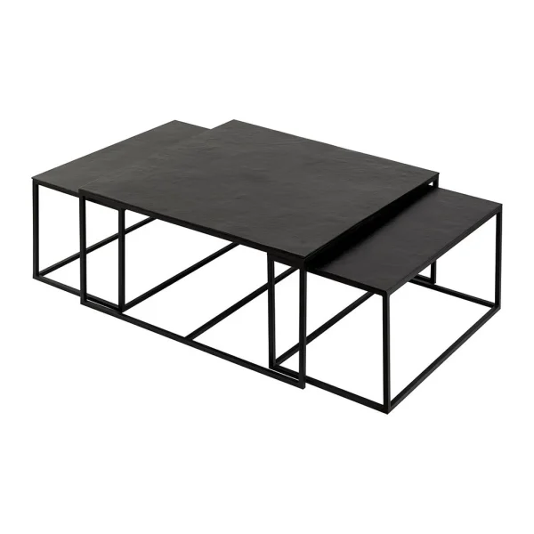 Côté Table Table Basse Gigogne Carrée (lot De 3) En Fer Noir – Felia 3