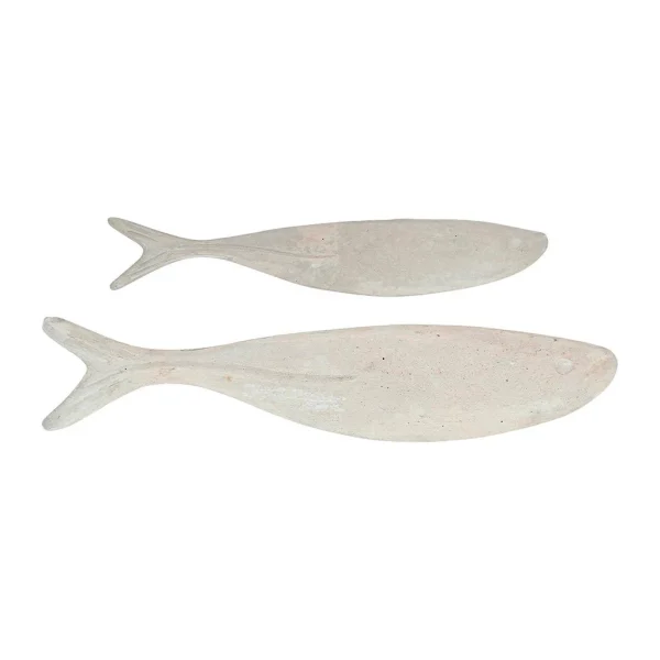 Côté Table Deco Poisson (lot De 2) Edoni Blanc En Papier Mache 1