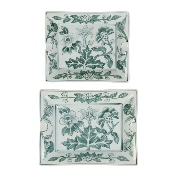 Côté Table Cendriers Fleurs En Porcelaine Vert -ming 1