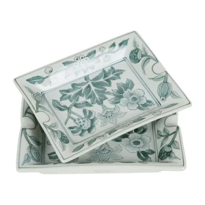 Côté Table Cendriers Fleurs En Porcelaine Vert -ming 12