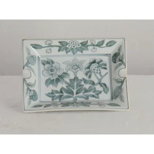 Côté Table Cendriers Fleurs En Porcelaine Vert -ming 14