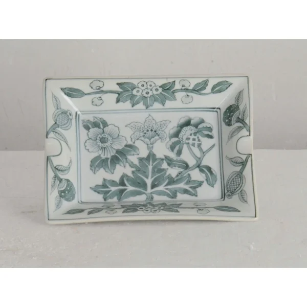 Côté Table Cendriers Fleurs En Porcelaine Vert -ming 5