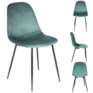 Home Déco Factory Chaise Salle A Manger En Velours Cotelé Bleu Canard – Giulia 10