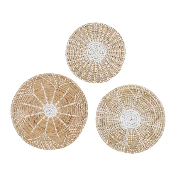 Jardin D’Ulysse Deco Murale (lot De 3) Un été A La Mer Naturel Et Blanc En Jonc De Mer 1