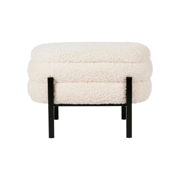 SEMA DESIGN Tabouret Coffre En Tissu Bouclette Crème Et Fer Noir – Cosine 1