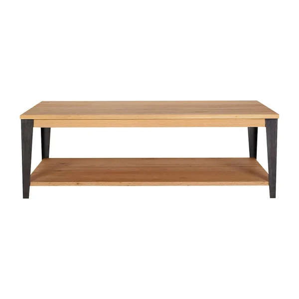 Zago Table Basse En Chêne Massif Et Pieds Acier L120cm – Manny 1