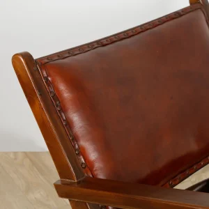 Casita Fauteuil En Teck Et Cuir Marron – Arlot 18