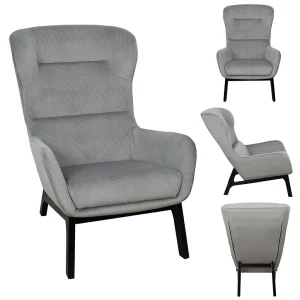 Home Déco Factory Fauteuil En Velours Côtelé Gris Foncé – Roma 16