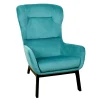 Home Déco Factory Fauteuil En Velours Côtelé Bleu Canard – Roma 19