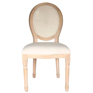 Home Déco Factory Chaise Medaillon En Bois D’hévea Beige Et Cannage 18