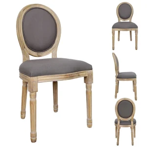 Home Déco Factory Chaise Medaillon En Bois D’hévea Grise 10