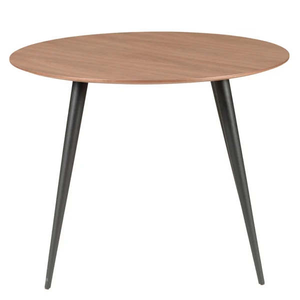 Zago Table à Manger Ronde En Noyer Et Pieds Hêtre Noir D100cm – Caly 1