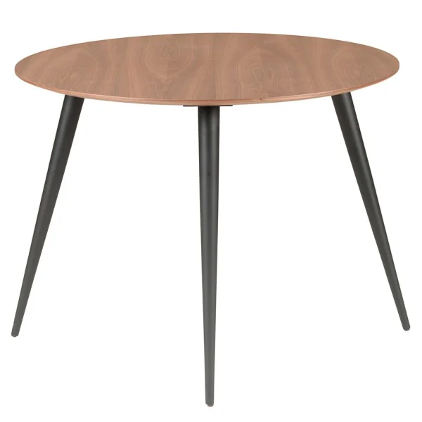 Zago Table à Manger Ronde En Noyer Et Pieds Hêtre Noir D100cm – Caly 3