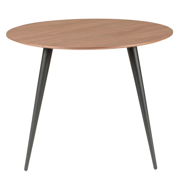 Zago Table à Manger Ronde En Noyer Et Pieds Hêtre Noir D100cm – Caly 4