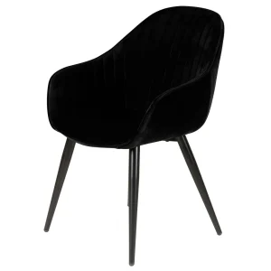 Zago Chaise Avec Accoudoir En Velours Noir – Ben 9