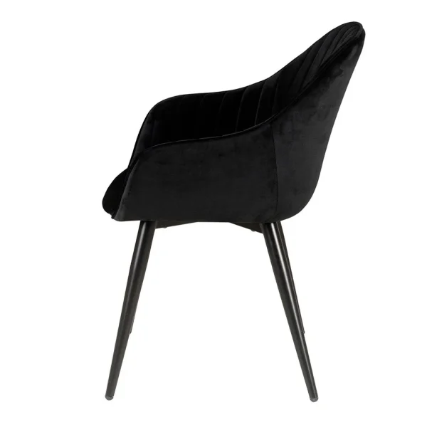 Zago Chaise Avec Accoudoir En Velours Noir – Ben 4