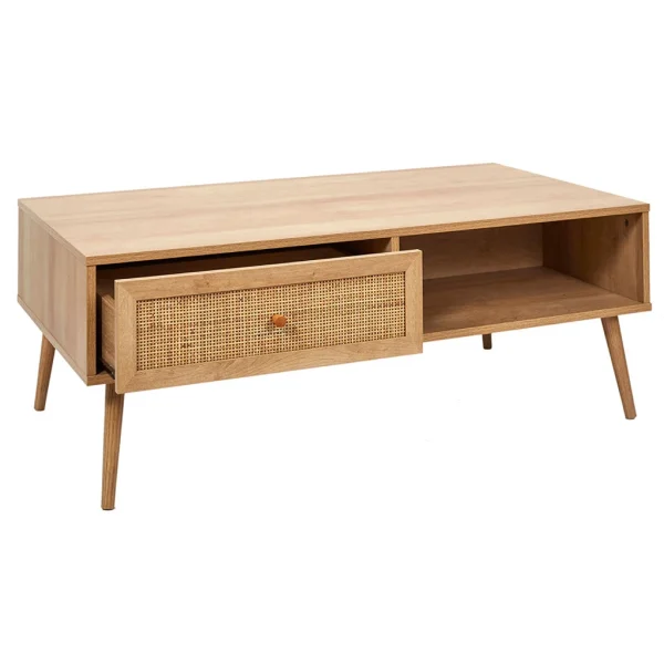 Home Déco Factory Table Basse Avec Tiroir En Bois Et Cannage L110cm – Baia 4