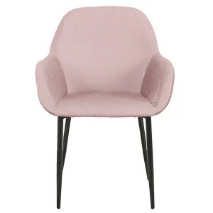 Home Déco Factory Chaise Avec Accoudoir En Velours Cotelé Rose – Julia 10