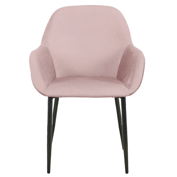 Home Déco Factory Chaise Avec Accoudoir En Velours Cotelé Rose – Julia 3