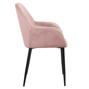 Home Déco Factory Chaise Avec Accoudoir En Velours Cotelé Rose – Julia 12