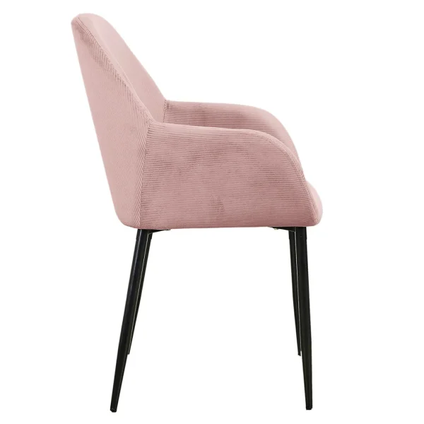 Home Déco Factory Chaise Avec Accoudoir En Velours Cotelé Rose – Julia 4