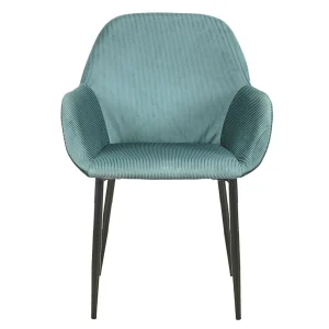 Home Déco Factory Chaise Avec Accoudoir En Velours Cotelé Bleu Canard – Julia 10