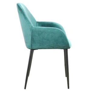 Home Déco Factory Chaise Avec Accoudoir En Velours Cotelé Bleu Canard – Julia 12