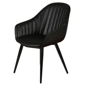 Zago Chaise Avec Accoudoir Effet Cuir Noir – Ben 9