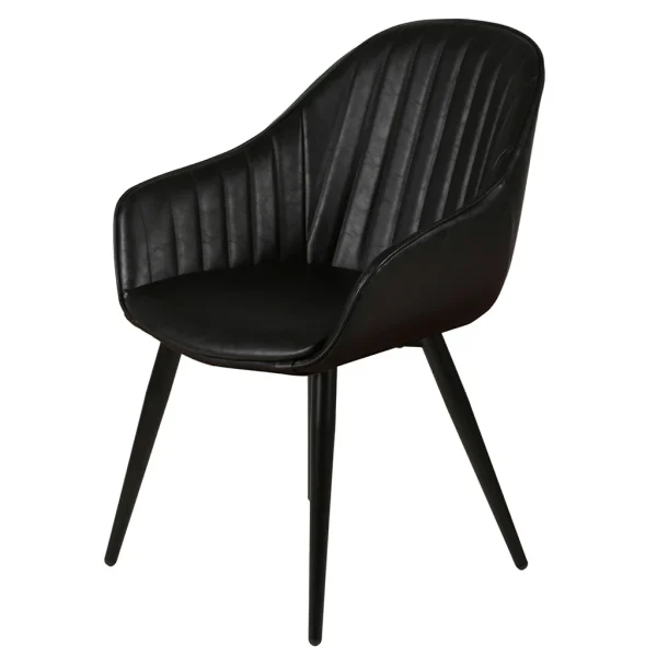 Zago Chaise Avec Accoudoir Effet Cuir Noir – Ben 3