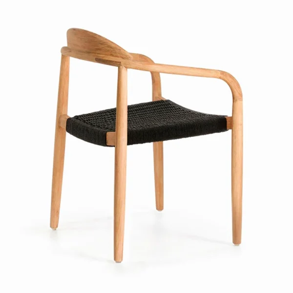 La Forma Chaise Salle à Manger En Bois D’acacia Et Corde Noir – Nina 4