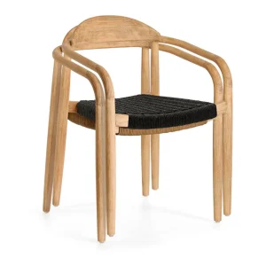 La Forma Chaise Salle à Manger En Bois D’acacia Et Corde Noir – Nina 14