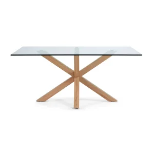 La Forma Table à Manger Plateau En Verre Et Pieds En Acier Effet Bois 160x90cm – Argo 9