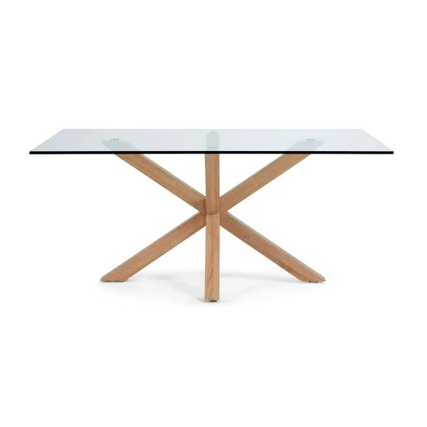 La Forma Table à Manger Plateau En Verre Et Pieds En Acier Effet Bois 160x90cm – Argo 3