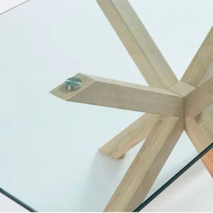 La Forma Table à Manger Plateau En Verre Et Pieds En Acier Effet Bois 160x90cm – Argo 11