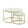 La Forma Table Basse Gigogne Ronde (lot De 2) Effet Marbre Blanc Et Fer Doré – Léonor 17