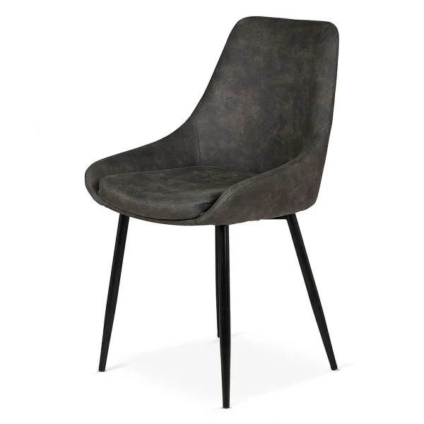 Zago Chaise Salle à Manger Tissu Effet Daim Gris Foncé – Ben 1