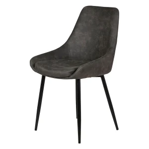 Zago Chaise Salle à Manger Tissu Effet Daim Gris Foncé – Ben 12