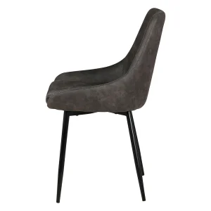 Zago Chaise Salle à Manger Tissu Effet Daim Gris Foncé – Ben 14