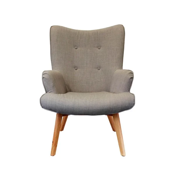 Home Déco Factory Fauteuil De Salon En Bois Et Tissu Gris – Nora 3